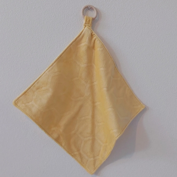 HANDMADE SUNSHINE BABY LOVEY W/WOODEN TEETHER RING - Picture 4 of 5